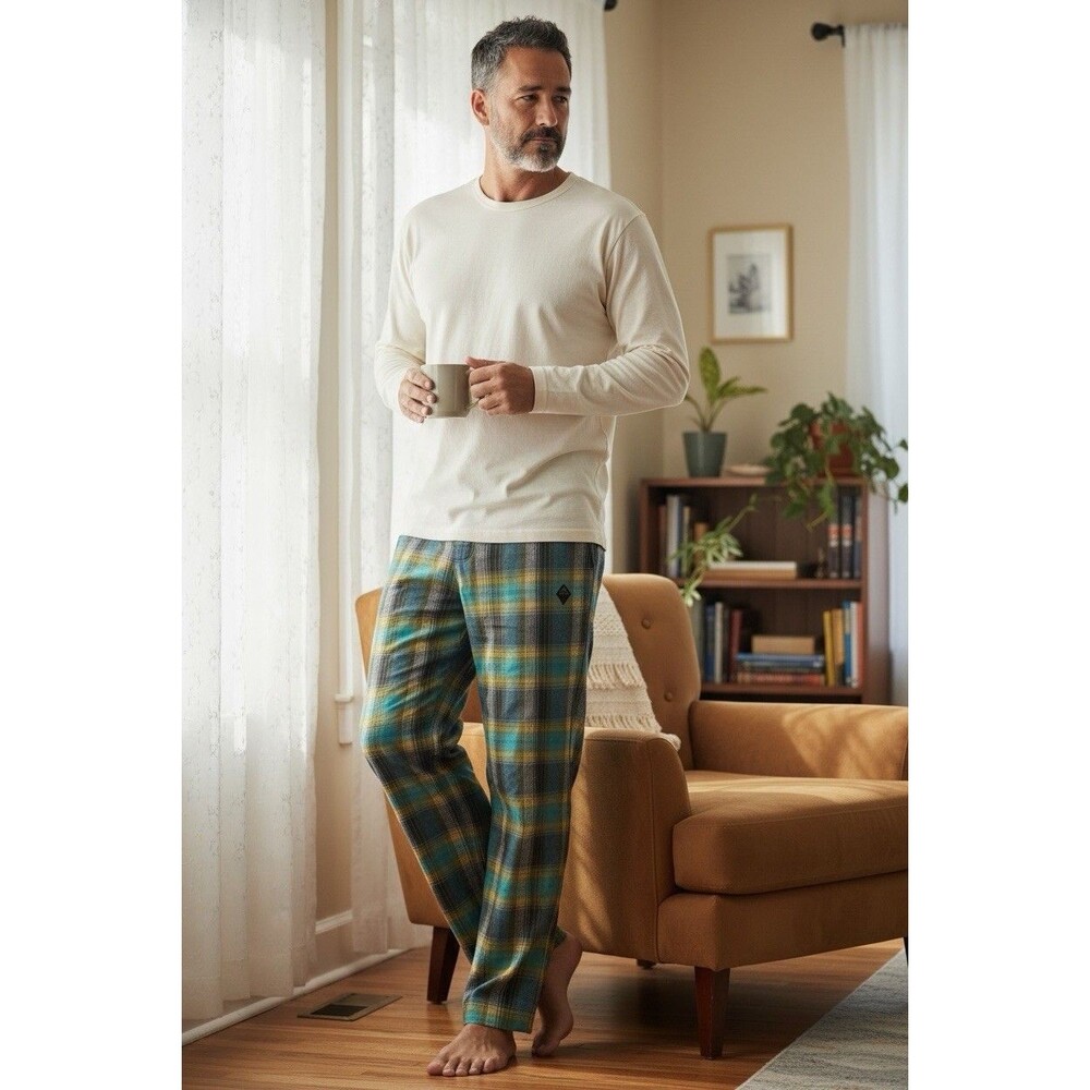 prAna Plaid Pajama Lounge Pants Men’s M Organic Cotton Flannel Style M43160554